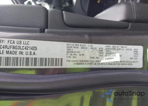 2020 Jeep Grand Cherokee Limited 4X4 z USA, uszkodzony, nr VIN 1C4RJFBG3LC421425